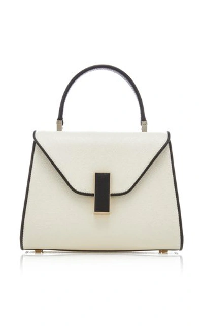 Shop Valextra Iside Small Leather Top Handle Bag In Black/white