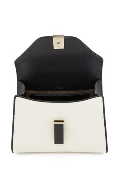 Shop Valextra Iside Small Leather Top Handle Bag In Black/white