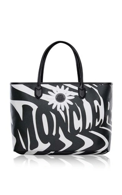 Shop Moncler Genius Logo-print Canvas Tote In Black/white