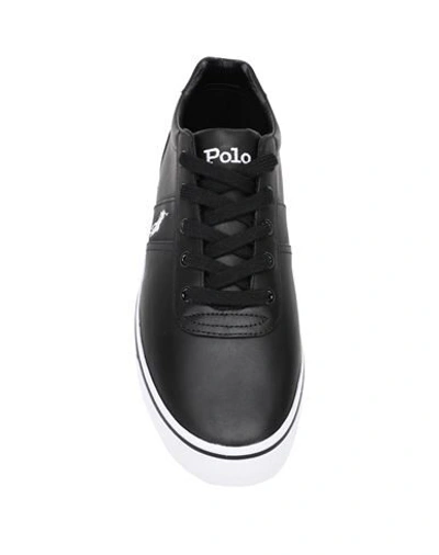 Shop Polo Ralph Lauren Hanford Leather Sneaker Man Sneakers Black Size 8 Soft Leather