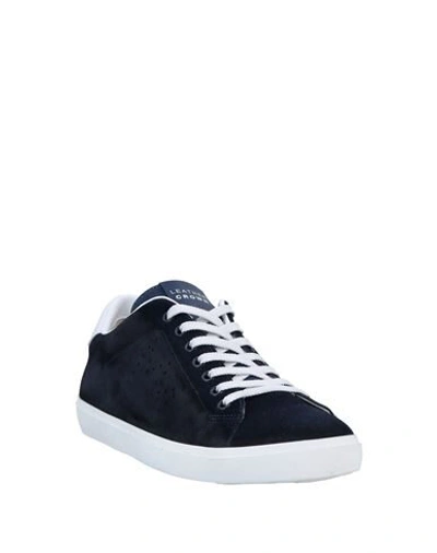 Shop Leather Crown Man Sneakers Midnight Blue Size 7 Calfskin In Dark Blue
