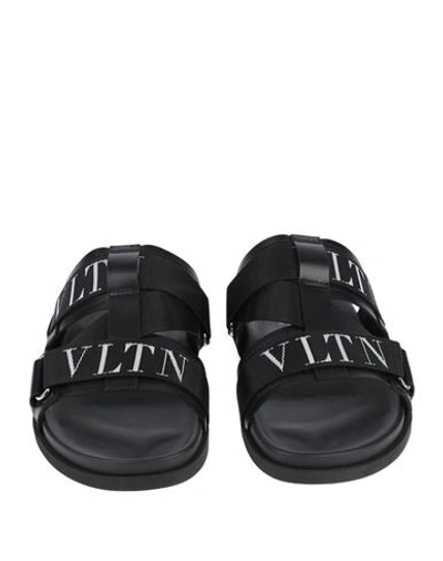 Shop Valentino Garavani Man Sandals Black Size 8 Soft Leather, Textile Fibers