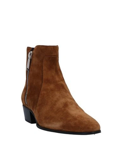 Shop Balmain Ankle Boots In Brown