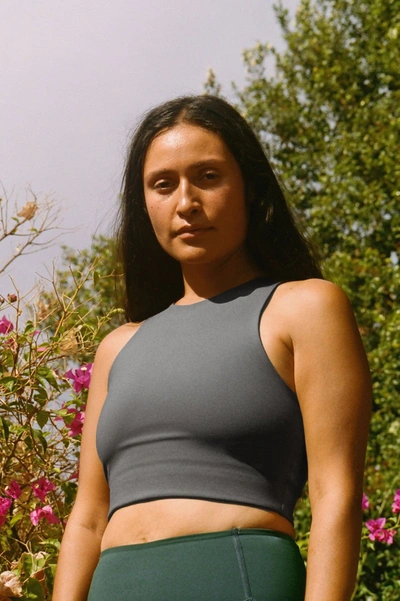 Girlfriend Collective Moon Topanga Halter Bra In Gray