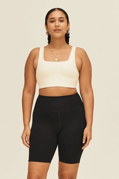 Shop Girlfriend Collective Ivory Tommy Cropped Bra In Multicolor