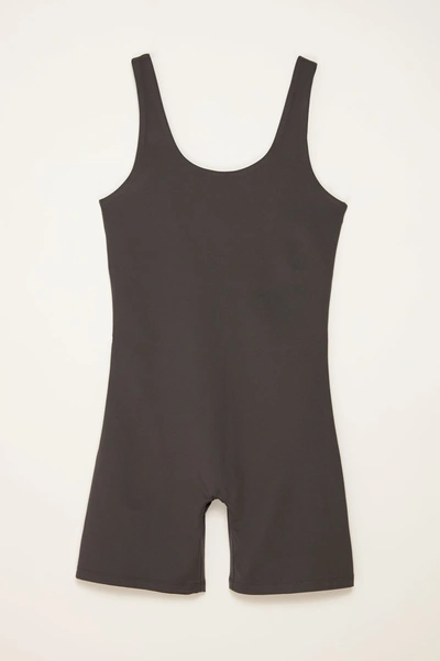 Girlfriend Collective Bike Scoop-neck Recycled Polyester-blend Unitard In Gray