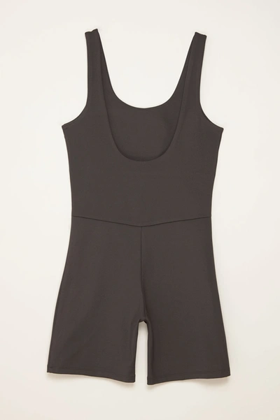 Girlfriend Collective Bike Scoop-neck Recycled Polyester-blend Unitard In Gray