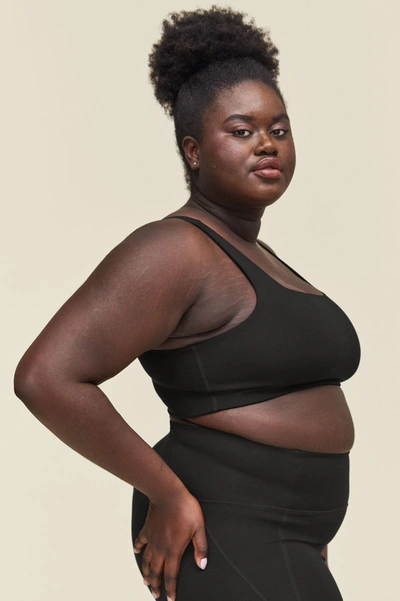 Girlfriend Collective Black Tommy Cropped Bra In Multicolor