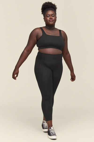 Girlfriend Collective Black Tommy Cropped Bra In Multicolor