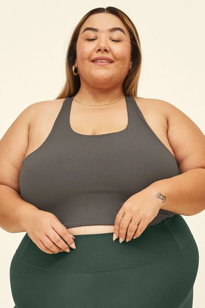 Girlfriend Collective Moon Paloma Racerback Bra In Gray