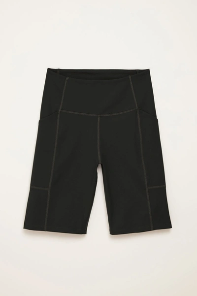 Girlfriend Collective Black High-rise Pocket Bike Short In Multicolor