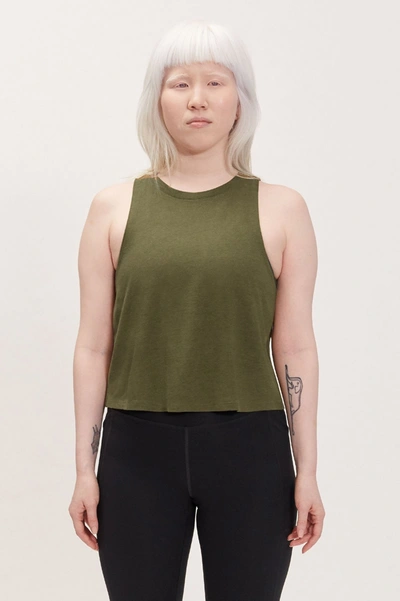 Shop Girlfriend Collective Fern Cupro High Neck Tank In Multicolor