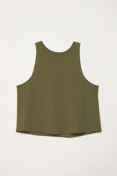 Shop Girlfriend Collective Fern Cupro High Neck Tank In Multicolor