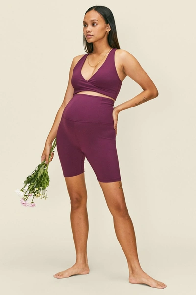 Shop Girlfriend Collective Plum Seamless Maternity Bike Short In Red