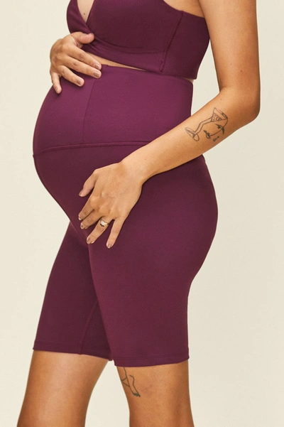 Shop Girlfriend Collective Plum Seamless Maternity Bike Short In Red