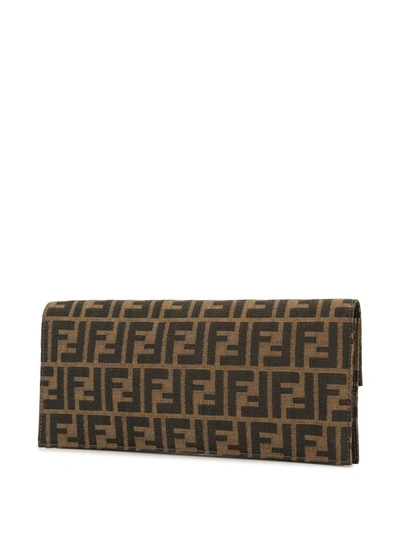 Pre-owned Fendi Zucca Pattern Clutch Bag In Brown