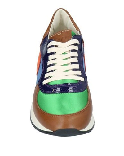 Shop Philippe Model Woman Sneakers Green Size 8 Soft Leather, Textile Fibers