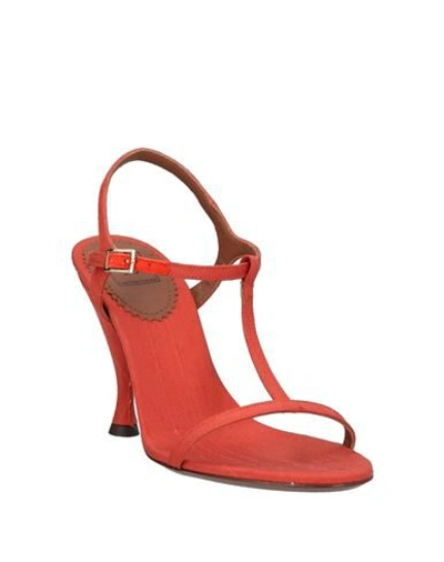 Shop L'autre Chose L' Autre Chose Woman Sandals Rust Size 7 Textile Fibers In Red