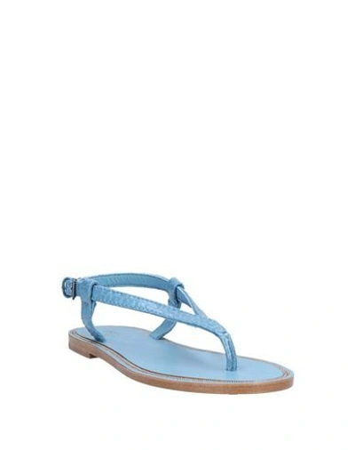 Shop Brunello Cucinelli Woman Thong Sandal Pastel Blue Size 5 Soft Leather