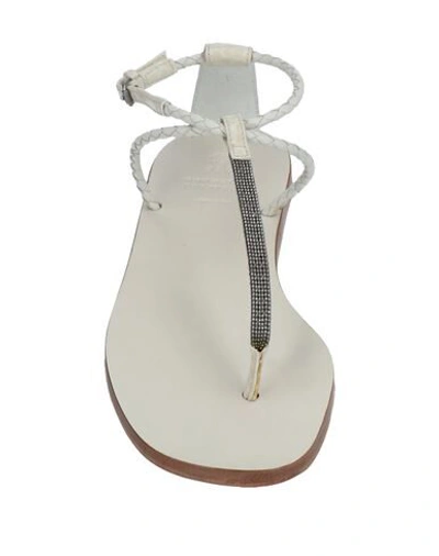 Shop Brunello Cucinelli Toe Strap Sandals In Ivory