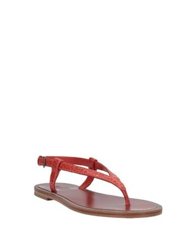 Shop Brunello Cucinelli Woman Toe Strap Sandals Brick Red Size 10 Soft Leather