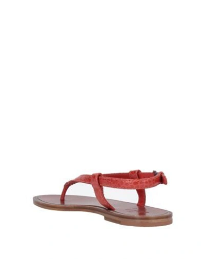 Shop Brunello Cucinelli Woman Toe Strap Sandals Brick Red Size 10 Soft Leather