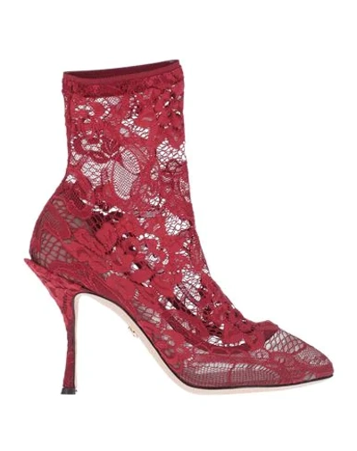 Shop Dolce & Gabbana Woman Ankle Boots Red Size 7.5 Textile Fibers