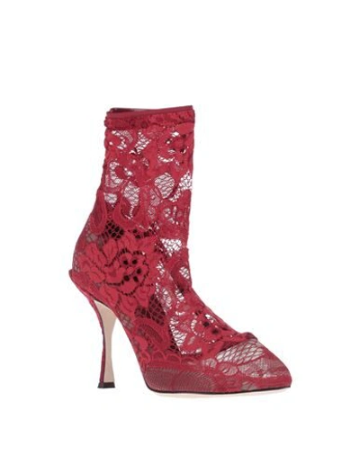 Shop Dolce & Gabbana Woman Ankle Boots Red Size 7.5 Textile Fibers