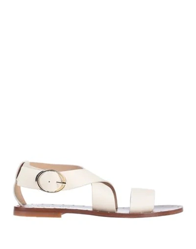 Shop Doucal's Woman Sandals Ivory Size 5 Soft Leather In White