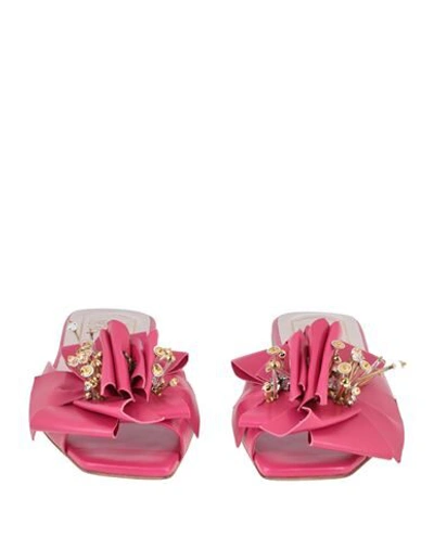 Shop Roger Vivier Woman Sandals Fuchsia Size 6 Soft Leather In Pink