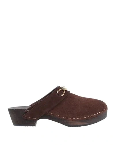 Shop Celine Mules In Dark Brown