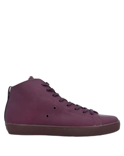 Shop Leather Crown Sneakers In Deep Purple