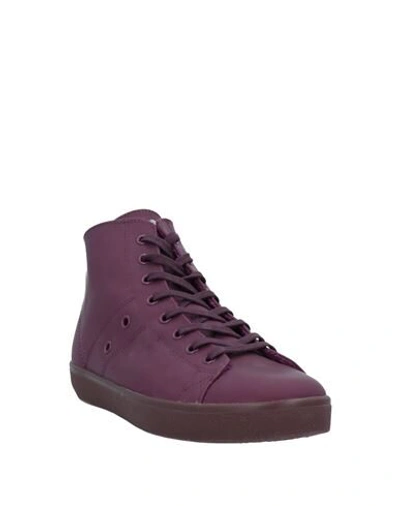 Shop Leather Crown Sneakers In Deep Purple