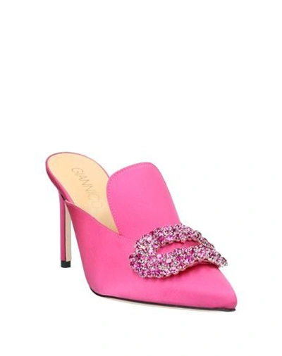 Shop Giannico Woman Mules & Clogs Fuchsia Size 7 Textile Fibers In Pink