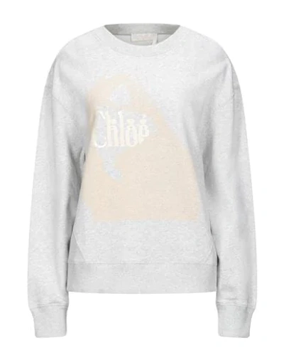 Shop Chloé Woman Sweatshirt Light Grey Size M Cotton, Elastane