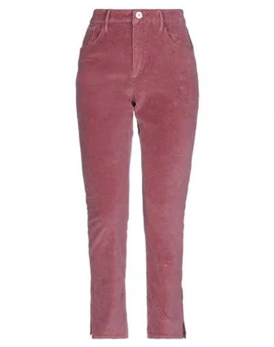 Shop 3x1 Woman Pants Pastel Pink Size 30 Cotton, Polyurethane