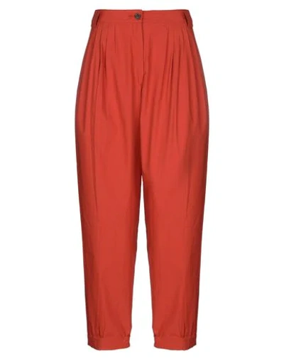 Shop Gold Case Woman Pants Rust Size 4 Acetate, Cotton In Red