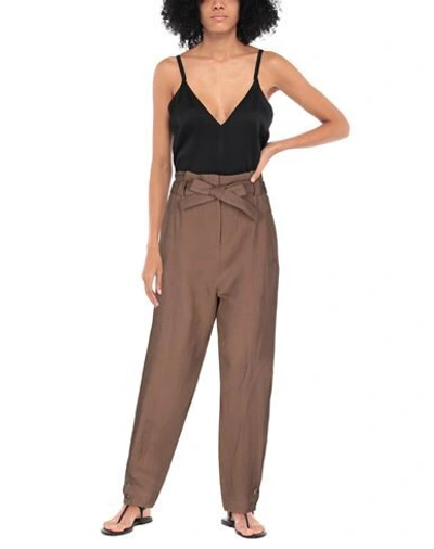 Shop Alberta Ferretti Woman Pants Brown Size 2 Linen, Silk