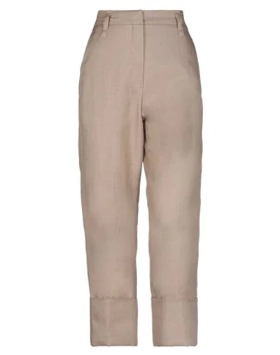 Shop Brunello Cucinelli Woman Pants Khaki Size 6 Polyamide, Linen In Beige