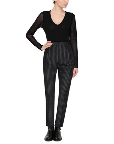Shop Saint Laurent Woman Pants Black Size 8 Wool, Polyester, Metallic Fiber