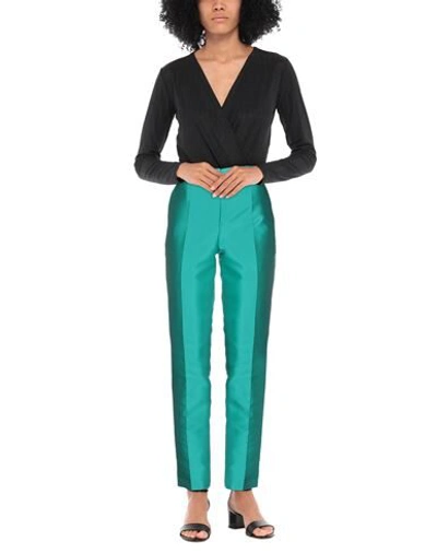 Shop Alberta Ferretti Woman Pants Green Size 4 Acetate, Silk, Elastane