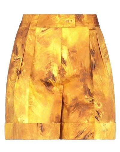 Shop Moschino Woman Shorts & Bermuda Shorts Ocher Size 6 Cotton, Elastane In Yellow