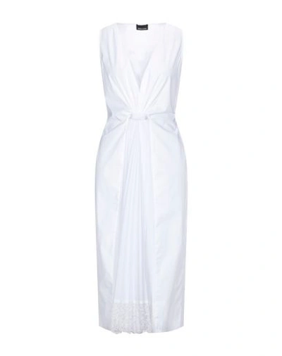Shop Ermanno Di Ermanno Scervino Woman Midi Dress White Size 8 Cotton, Elastane, Polyester, Polyamide