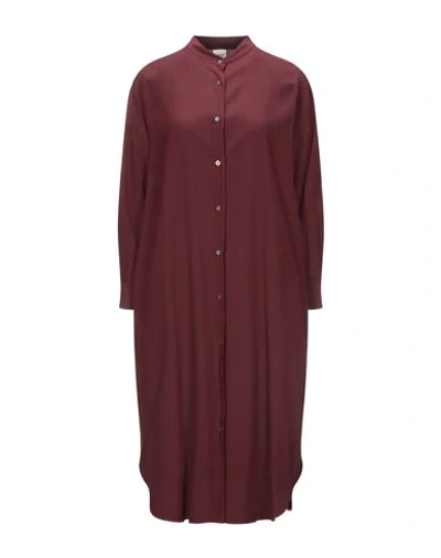 Shop Aspesi Woman Midi Dress Burgundy Size 8 Silk In Red