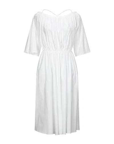 Shop Patrizia Pepe Woman Midi Dress White Size 4 Cotton, Polyamide, Elastane