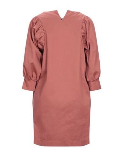 Shop Siste' S Siste's Woman Mini Dress Rust Size S Cotton, Elastane In Red