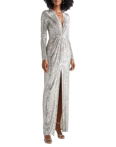 Shop Naeem Khan Long Dresses In Silver