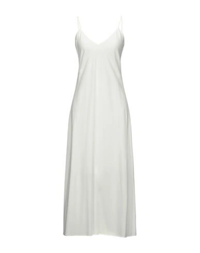 Shop Pinko Woman Midi Dress White Size 6 Viscose, Cotton, Polyester