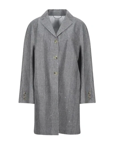 Shop Ermanno Scervino Woman Overcoat & Trench Coat Black Size 6 Cotton, Polyester, Linen