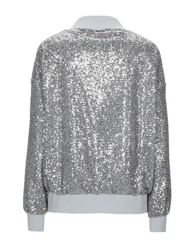 Herno Sequined Zip-up Bomber Jacket In Silver